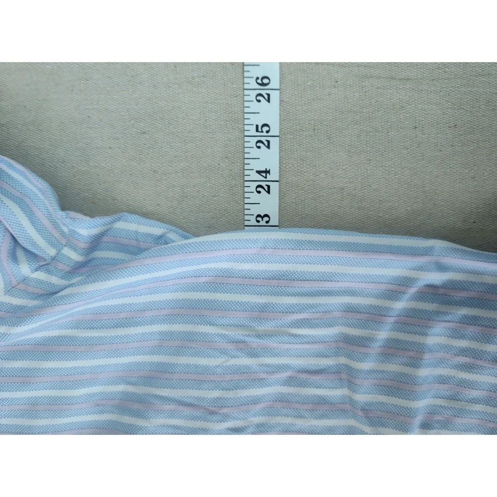 Banana Republic Fitted Dress Shirt Mens L 16-16.5 Blue Pink Striped Italy Fabric